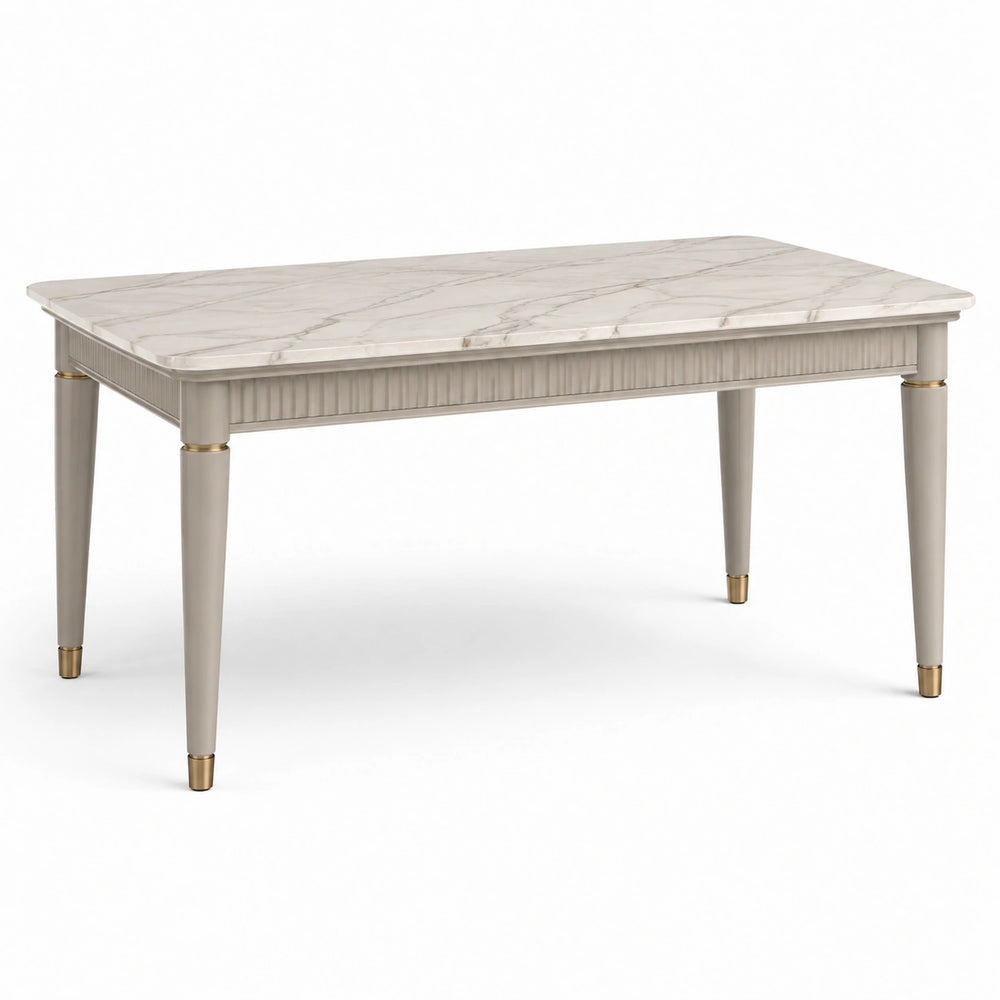 Esstisch 160 x 90 x 76 cm in Beige mit Tischplatte in Marmoroptik klas – valmiero